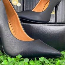 Women's Pointed Toe Pumps High Heel Vizzano Luxury Elegant Formal Shoes Women Stilleto Patent Leather - ĐEN/PUPPIN - Xem 4