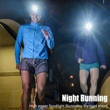 2x LED Head Torch Super Bright Powerful HeadLamp USB Rechargeable COB Waterproof - Grey - View 4