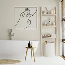 3 PiecesBlack Metal Wall Decor, Art Deco Style Female Silhouette And Gesture Hanging Wall Sculpture , Black Lip Line Statue Wall Decoration For Living Room, Bedroom , Bathroom And Other Indoor And Outdoor Decoration(Black)