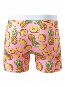 1 Pc Men's Stylish Pineapple Pink Sweatpants With Comfortable Soft Mesh Lining And Long-Leg Boxers