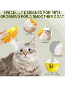 Cepillo Eléctrico de Vapor 3 en 1 para Mascotas. Cepillo de Vapor Autolimpiante para Gatos y Perros. Peine de Masaje USB - Verde - Ver 2