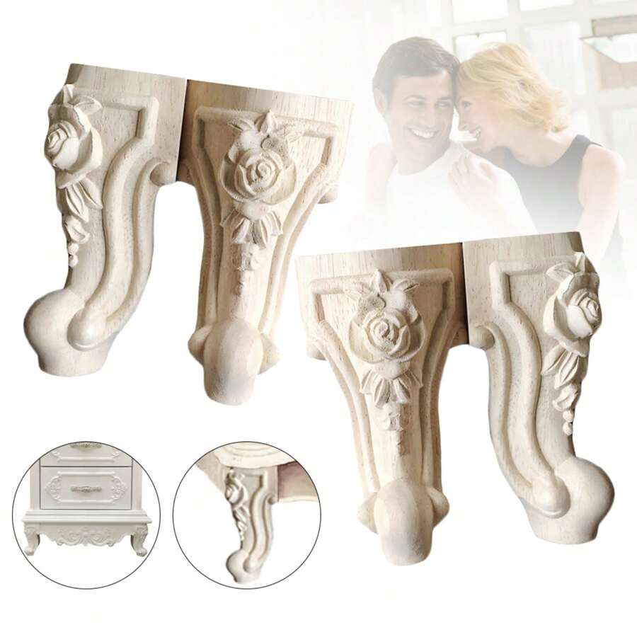 4x patas de muebles de madera, patas de muebles, patas de gabinete, patas de sofá, patas de mesa, patas de sofá, patas de muebles - color de la madera - Ver 1