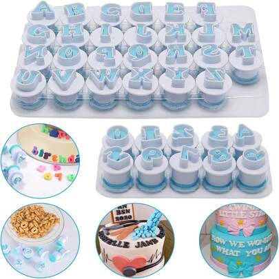1pcAlphabet Or Numbers Fondant Cake Mold, Cookie Stamp Impress, Embosser Cutter, Upper Case Numbers Shape DIY Cookie Biscuit