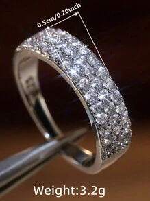 1pc Luxury Cubic Zirconia Decor Ring For Women For Valentine's Day Gift & Wedding Party Jewelry