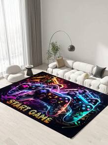1 pièce Tapis de sol de zone de manette de jeu pour la chambre des garçons et les joueurs, tapis en polyester antidérapant et lavable en machine, tapis de sol de salle de jeux intérieure avec rembourrage en mousse, tapis à bas poils pour le salon, le bureau et la cuisine