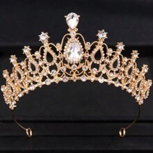 Coroa Princesa Diadema de Cor Dourada com Strass para Noiva, Tiaras e Coroas para Mulheres, Acessórios de Cabelo para Casamento, Festa, Joias, Presentes de Diadema - cor - Visão 14