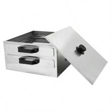 "304 Stainless Steel Double-Layer Rice Noodle Machine - Drawer-Style Home And Commercial Steamer For Rice Noodles, Cool Skin, And Mini Steam Cabinet, Steaming Trays" - Silver - View 2