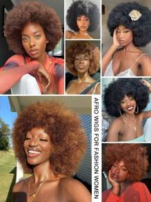 Peluca rizada afro ensortijada sintética de 5 pulgadas para mujeres, peluca puffy afro de tamaño pequeño para los años 70 y 80, con aspecto natural y esponjoso, ideal para uso diario