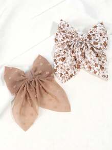 2pcs Flowers Bow Hair Clips For Girls,Fabric Flowers Embroideries Hair Bows For Kids,Fashion Hair Accessories For Toddlers Party Gifts