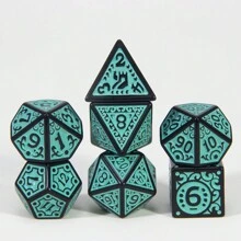 7pcs Polyhedron Digital Dice Set Engraved With Textures Pattern Dice D4-D20 For D&D Game And Funny Entertainment Board Games