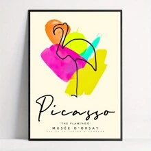 1pc Wooden Framed Flamingo Canvas Painting Thickness High Quality Wall Art Prints Poster Direct Hanging Wall Picture Decor For Home Gifts, Gift, Living Room, Bathroom, Bedroom, Kitchen