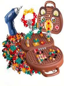 Kids Screw Nut DIY Changeable Assembly Building Blocks Toolbox, Parent-Child Interactive Intelligent Toy (Accessories Style And Color Stickers Random) - Multicolor - View 5