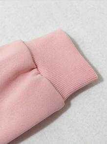 Tween Girl Creative Palm Tree Bus Graphic Print Sweatshirt, Fashionable Slightly Stretchy Long Sleeve Hooded Sweatshirt, Tween Girl For Autumn And Winter Outdoor Activities - Pink - View 4