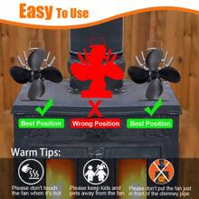 OUR ADVENTURE BOOK A Black 4-Page Vertical Fireplace Fan With A Back Cover And An 8.8-Inch Shelf That Does Not Require Power Supply, Suitable For Both Home And Outdoor Use - Black - View 6
