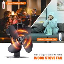 OUR ADVENTURE BOOK A Black 4-Page Vertical Fireplace Fan With A Back Cover And An 8.8-Inch Shelf That Does Not Require Power Supply, Suitable For Both Home And Outdoor Use - Black - View 4