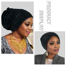 Copricapo da matrimonio tradizionale africano e sudamericano, molto ricamato e con glitter metallici, alla moda e versatile per partecipare a occasioni formali ed eventi - Multicolore - Visualizzare 8