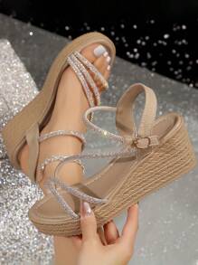 Ladies' Almond-Shaped Heeled Sandals With Thick Soles, Elegant And Modern In Style, Suitable For Matching All Kinds Of Clothes In Daily Life.