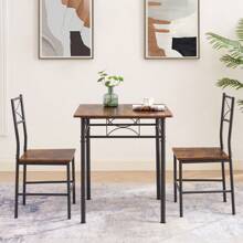 Dining Set Modern Collection 3 Piece Iron Wood Dining Furniture Set - Black - View 10