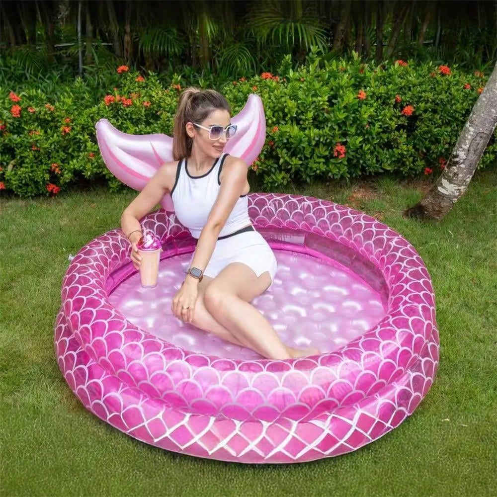 Inflatable Mermaid Splash Pool, Thick Home Use Paddling Pool, Swimming ...