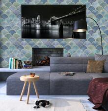 Vintage Colorful Peel And Stick Wallpaper Gold Line Self Adhesive Removable Wallpaper Vinyl Contact Paper For Decorative Bedroom Bathroom Home Wall (17.3"X236")