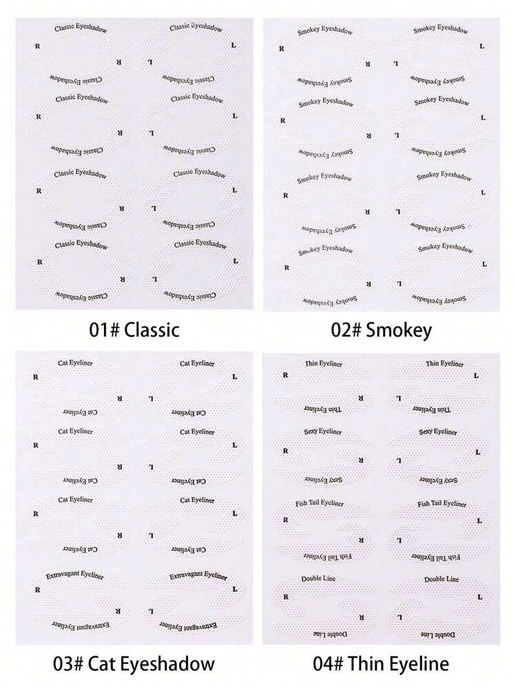 96pcs/12pairs Eye Makeup Stencils, Eyeliner & Eyebrow Stencil Stickers, 4 Different Designs, Western Eyeliner & Eyebrow Shaping Templates, Makeup Stickers,Makeup,Cheap,Room Decor,Vanity,Travel,Bedroom,Makeup Accessories,Cheap,Stocking Stuffers,Makeup,Makeup Tools,Cheap Stuff,Gifts,Gifts For Women,Christmas Gifts - Multicolor - View 12