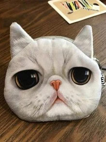 Women's Wild Cat Series Coin Purse Wallet Cat Face Coin Purse Cute Dog Zipper Plush Wallet Small Coin Pouch Cosmetic Bag For Women Gift Bag Tote Bag For Women Cat Animal Pattern Purse Mini Small Purse Fashion Wallet Card Holder Purse For Daughter Birthday - Multicolor - View 3