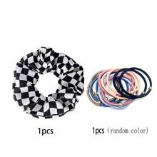 Set de 13 bucăți de ciocanele de păr în carouri, legături de păr elastice, culori amestecate alb-negru, benzi de păr în carouri în stil minimalist european și american, frânghii de păr din tul plasă, accesorii de păr pentru fete și femei, legături drăguțe de păr, benzi de păr, pompon, păr Decoratiuni de stil, Decoratiuni de par pentru festivaluri, Cadouri