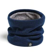 Unisex Solid Cashmere Like Plush Winter Ring Scarf Women Men Knitted Full Face Mask Snood Neck Scarves Bufanda Thick Muffler New