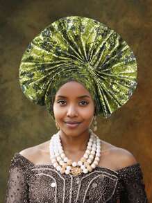 Elegant Fashion Nigerian Gele Headpiece For Women, African Traditional Wrapped Hat With Exaggerated Floral Fabric Braiding, Handmade Folded Flower Fan Layered Hat, Suitable For Wedding, Party And Other Special Occasions Hair Sleep Cap - A - View 15