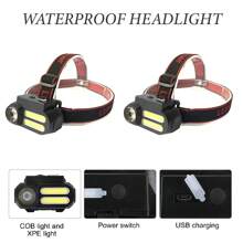 Rechargeable Waterproof Headlamp LED COB Headlight Super Bright USB Head Torch - Red - View 8