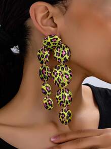 1 par de pendientes grandes y exagerados con estilo de parche agrietado, moda de estilo callejero para mujeres