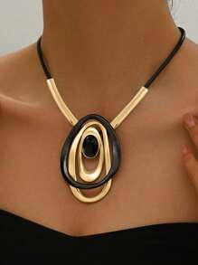 1 pièce Pendentif de collier de mode style européen créatif polyvalent simple en patchwork géométrique