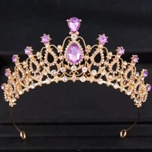 Coroa Princesa Diadema de Cor Dourada com Strass para Noiva, Tiaras e Coroas para Mulheres, Acessórios de Cabelo para Casamento, Festa, Joias, Presentes de Diadema - cor - Visão 13