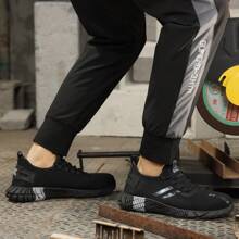 GUYISA Safety Shoes Black Steel Baotou Anti-Impact Anti-Puncture Soft Lightweight Four Seasons Can Penetrate Air Leisure Sports Work Shoes - Black - View 7