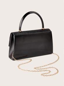 Shiny Clutch Bag, Suitable For Formal Events And Galas, Elegant And Fashionable Ladies' Handbag, Perfect For Parties, Weddings, Halloween, Galas, Formal Dinners/Banquets, Can Be Paired With Wedding Dresses, Formal Gowns, Prom Dresses, Birthday Dresses. - Black - View 5