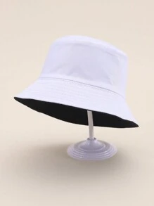 2pcs Kids Solid Color Reversible Casual Sun Protection Bucket Hat, Suitable For Spring, Summer And Outdoor Activities