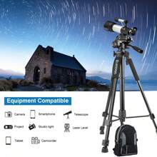 60 Inch Professional Camera Tripod Kit - Sturdy, Portable, With Carry Bag And Phone Holder For Canon, Nikon, And Smartphones - Black - View 5