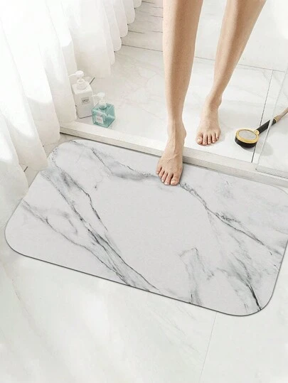 1pc Modern Marble Pattern Absorbent Floor Mat, Suitable For Bathroom, Bathtub, Living Room, Variety Of Sizes, Super Absorbent Rubber Non-Slip Bathroom, Toilet Entrance Quick Dry Mat, Women Valentine Gift Birthday Boyfriend Girlfriend Home Bathroom Decor Bath Rug Floor Carpet Outdoor Rug Door Mat Fall Decor Bathroom Accessories Back To School Entryway Decor
