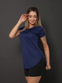 Kit 3 Women's Dry Fit Gym Fitness Plain Butt Cover Blouse - 黑色 海軍灰 - 查看 3
