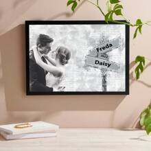 1 szt., niestandardowa dekoracja ścienna ze zdjęciami ślubnymi, najlepszy prezent dla pary, spersonalizowana sztuka ze zdjęciami rodzinnymi na ścianie, prezent na płótnie rodzinnym, prezent rodzinny, najlepszy prezent, prezent dla pary, prezent rocznicowy, prezent na rocznicę ślubu, niestandardowa data ślubu, niestandardowy prezent z imieniem, prezent dla niego, bez ramki