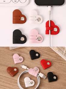15/8/6/3/1pc 心形线收纳器、USB 线收纳器、皮革线收纳器、心形管理耳机绕线器、线束固定器、整理耳机线、可爱耳机盒礼物，适合女性女孩 - 彩色 - 查看 6
