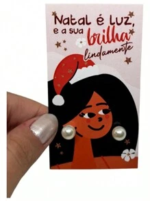 200 Lembrancinhas Tag Natal É Luz Mimo Clientes Brincos 8 Mm