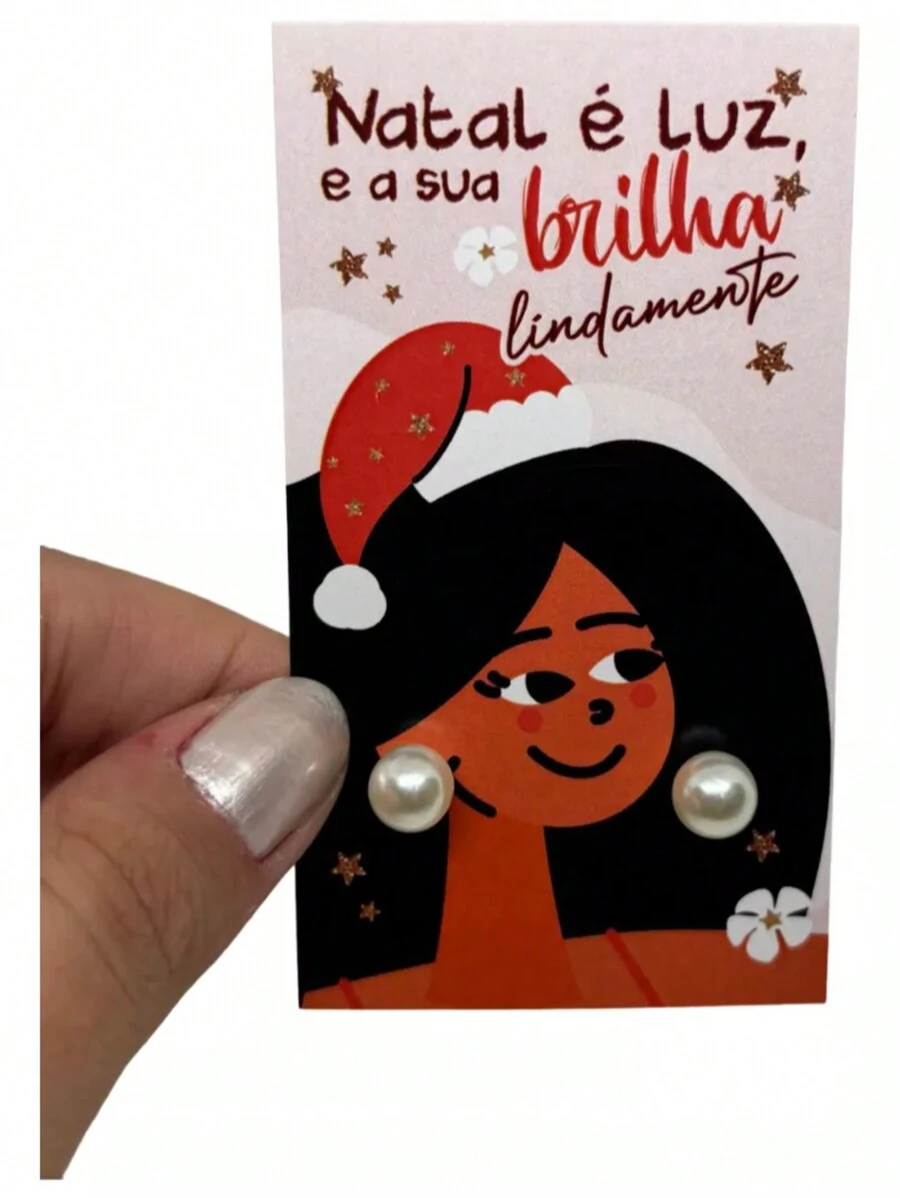 200 Lembrancinhas Tag Natal É Luz Mimo Clientes Brincos 8 Mm