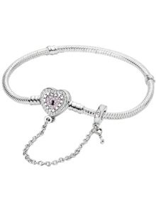 1 件迷人 16-22 厘米真心心形珠子编织皮绳手链 适合女友礼物 精美女士珠宝 - 銀色 - 查看 32