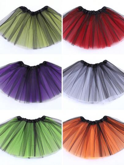 1pc Contrast Color Mesh Tutu Skirt, 30cm For Teenagers, 40cm For Adults, Disposable Material, General Workmanship, Slightly Odorous, Suitable For Role Play, School Parties, Breathable, Semi-Transparent, Party, Running, Ballet, Stage, Multilayer, Suitable For Events. Valentine's Day Accessories