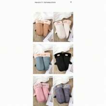 Women Winter Mittens With String Fleece Lined Gloves Warm Suede Mittens For Cold Weather - Khaki - View 3