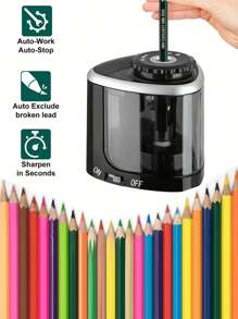 1个可爱自动削铅笔器，适用于儿童和小学生，电动削铅笔器，全自动电池供电，带铅芯卷 - 彩色 - 查看 1