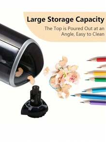 1个可爱自动削铅笔器，适用于儿童和小学生，电动削铅笔器，全自动电池供电，带铅芯卷 - 彩色 - 查看 9