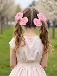 2pcs Toddlers Girls Hair Bow Clips ,Cute Ice-Cream Accessories ,Colorful Needles Decor Hair Pins ,Satin Ribbon Hair Clips ,Kids Teens Hair Accessories ,Gifts For Girls ,Suitable Daily Life
