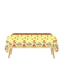 1 件/3 件生日快乐一次性塑料桌布，配有气球、丝带、礼物、时钟、蝴蝶结印花图案、防水、金色主题生日派对装饰，适合室内和室外、生日蛋糕桌面装饰 - 彩色 - 查看 6